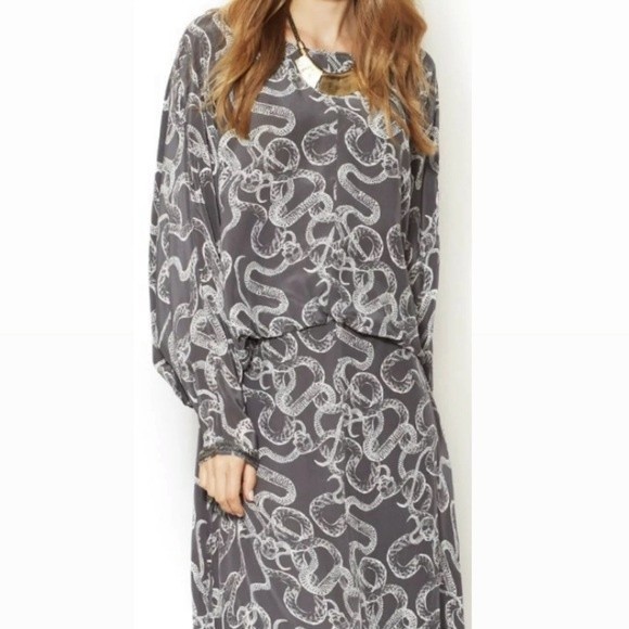 * NWT Winter Kate Silk Maxi Dress Size XS Grey/White Florence Blouson Snake - Picture 3 of 9